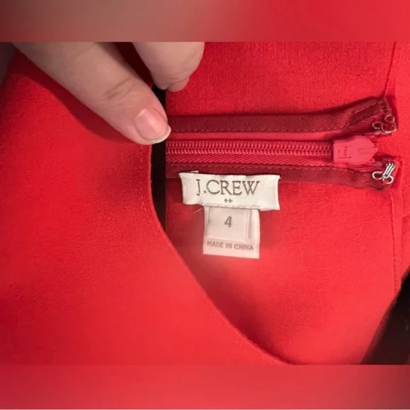 J. Crew - Coral Sheath Dress Scalloped Edge Sleeveless - Size 4 - Picture 7 of 9